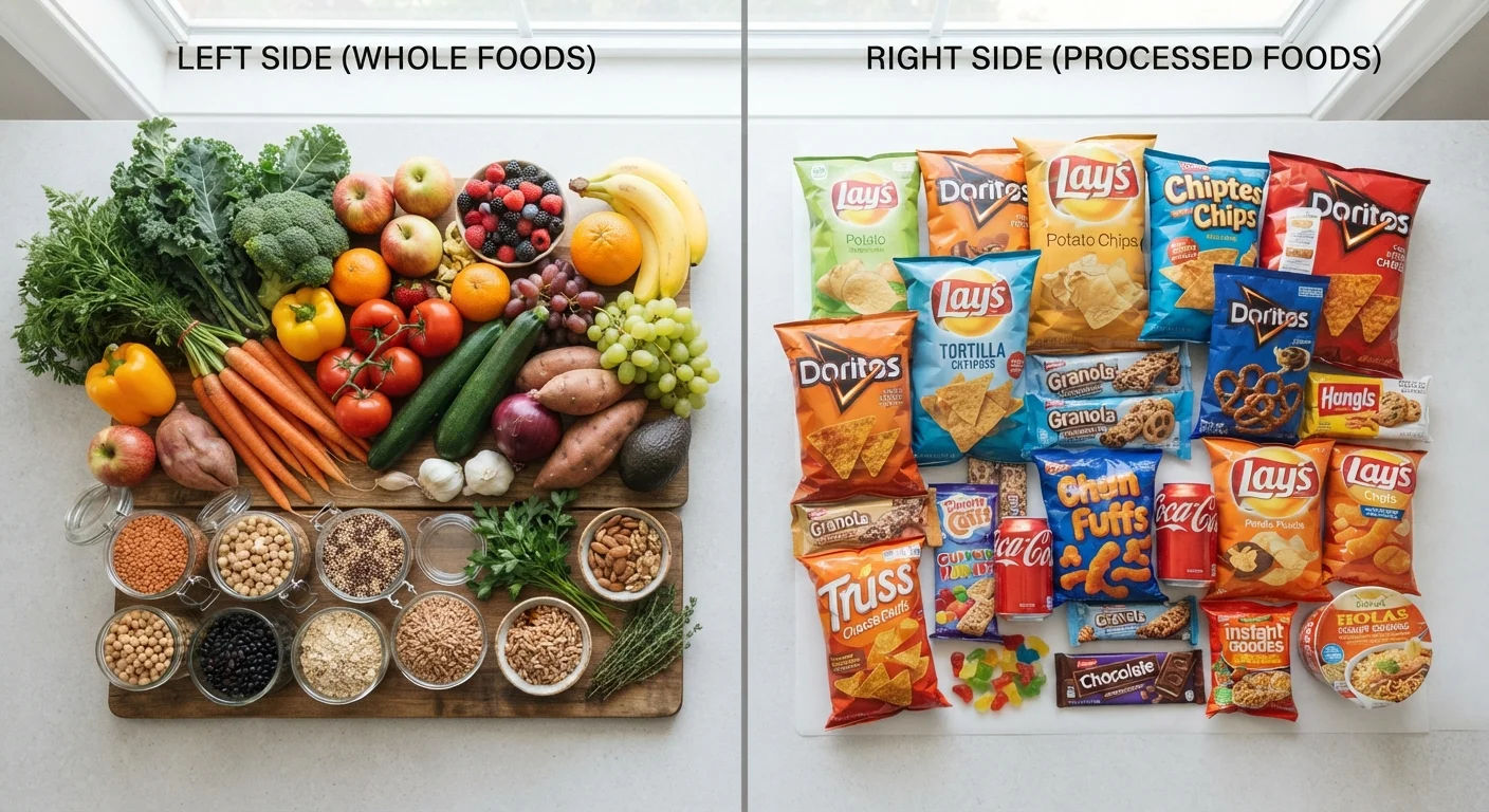 Whole Foods vs Ultra-Processed Foods: What the Evidence Actually Shows